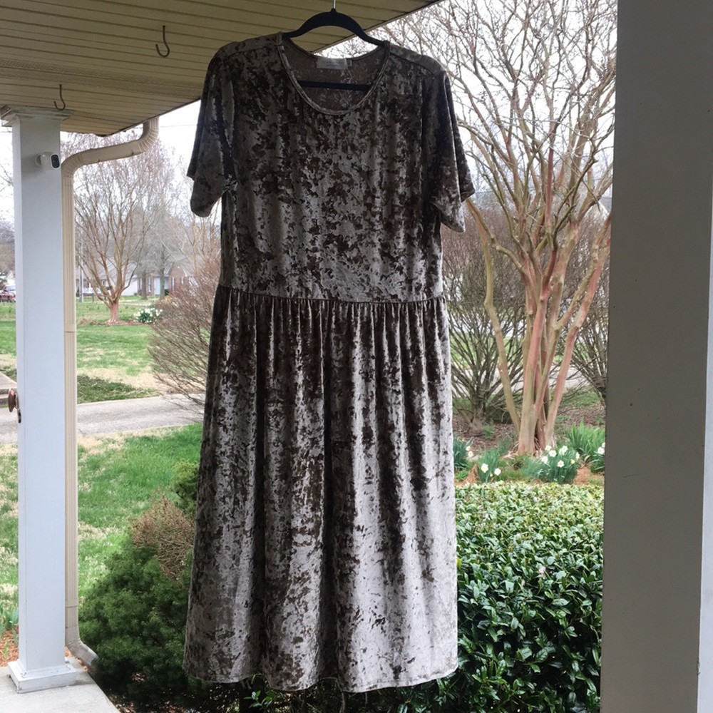 Sign Here Silver Velvet Dress XL